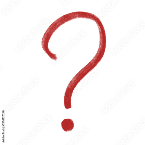 Hand drawn red question mark symbol with chalk texture