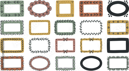 Colorful decorative picture frames collection isolated on white background, Vector, illustration