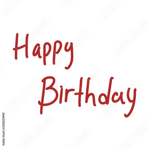 Hand drawn red Happy Birthday lettering with chalk texture
