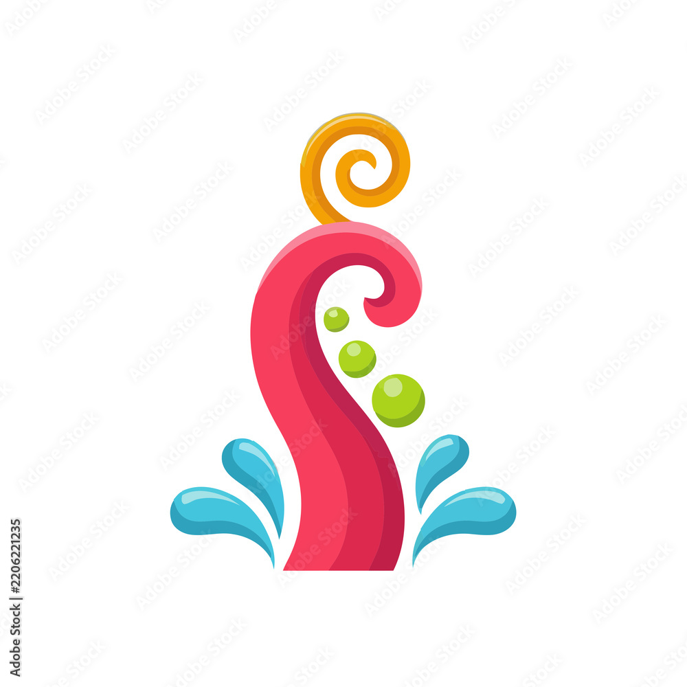 Fototapeta premium Stylized Tentacle with Water Splashes and Bubbles