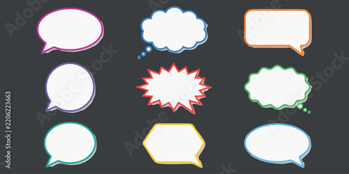 Colorful speech bubble icons set isolated on white background, Vector, illustration