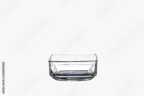 Clear Glass Rectangular Dish with Smooth Edges on White Background