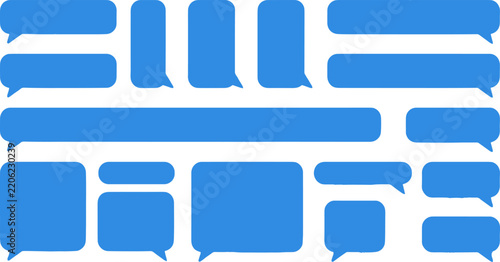 Set of blue chat bubbles or speech balloons for text messaging