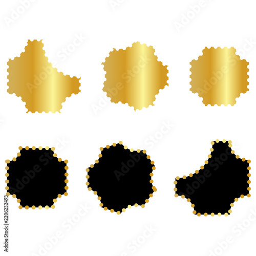 Luxury gold and black geometric shapes collection. Premium vector badges and empty labels for elegant branding, corporate certificates, or quality stamps.