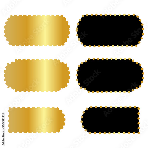 Luxury gold and black geometric shapes collection. Premium vector badges and empty labels for elegant branding, corporate certificates, or quality stamps.