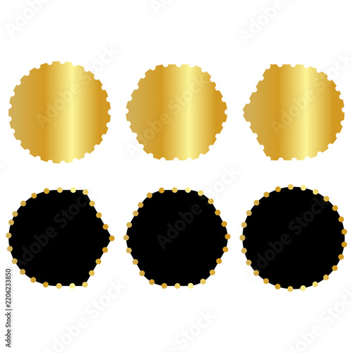 Luxury gold and black geometric shapes collection. Premium vector badges and empty labels for elegant branding, corporate certificates, or quality stamps.