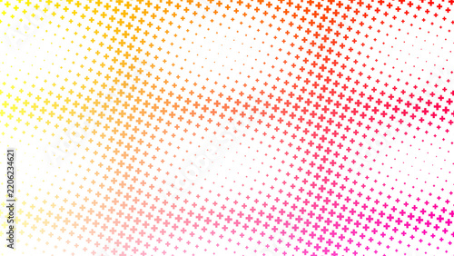 Futuristic electronic circuit board pattern with a brilliant yellow to magenta gradient color shift effect