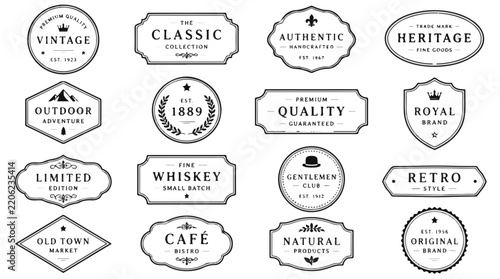 Vintage Badge Collection of Decorative Labels and Frames