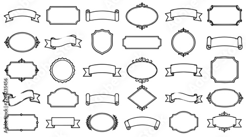 Vintage Frames and Banners Collection with Decorative Outlines
