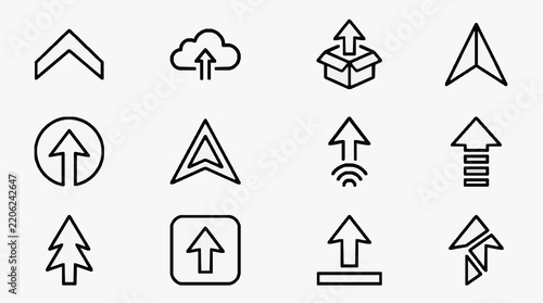 Creative upward arrow icons set for web and app design projects