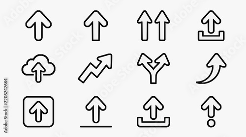 Creative upward arrow icons set with various styles and concepts
