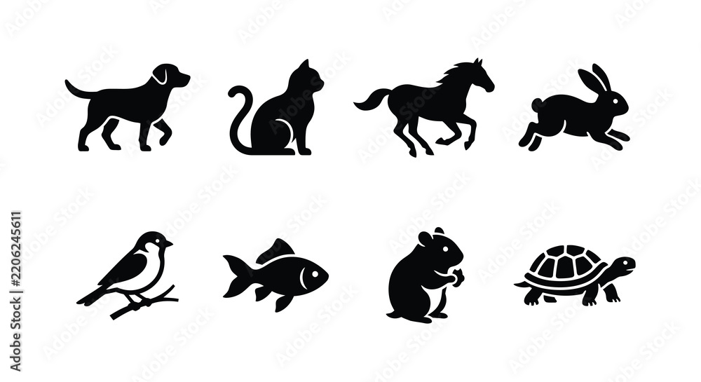 Obraz premium Animal silhouettes on white background dog silhouette