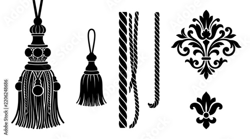 Decorative Tassels Ornaments and Ornate Flourishes Vector Elements
