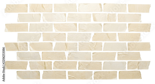 Masking tape pieces arranged like a brick wall isolated on transparent background