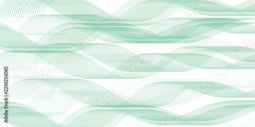 Abstract flowing wavy lines background design with soft light green smooth gradient curves minimalist pattern.