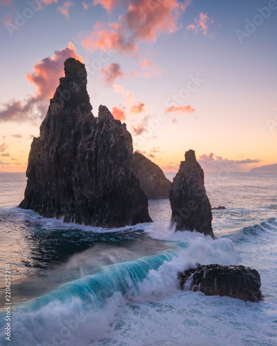 Sunrise taken at Ribeira da Janela on Madeira with some beautiful big waves.