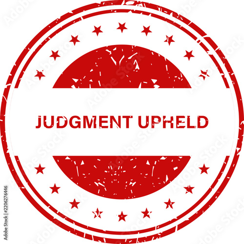 Red Rubber Stamp Icon With Judgment Upheld Text Isolated On A Clean White Surface
