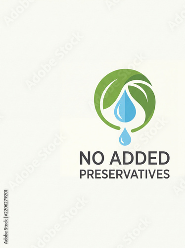 No Added Preservatives Vector Icon with Leaf and Water Drop