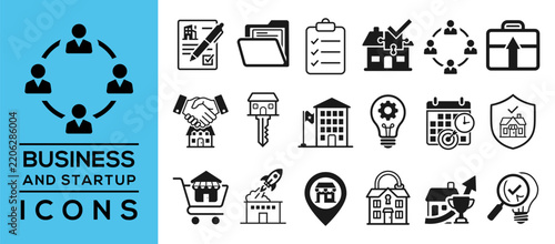 Business Startup Strategy and Entrepreneurship Black Icon Collection