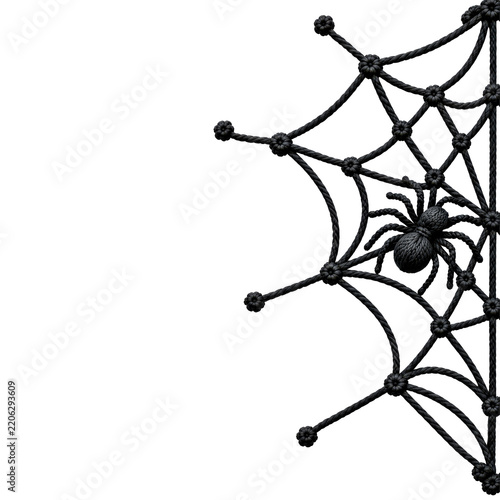 Side Spider Web with Halloween Spider Decoration