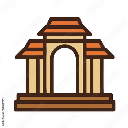 Stylized Archway Entrance with Tiered Roof