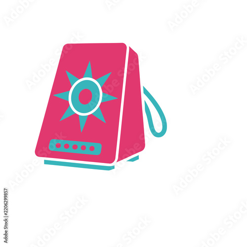Stylized device with sun symbol and indicator lights