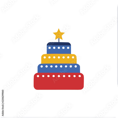 Stylized layered cake with star