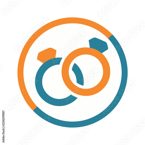 Two interlocking rings with gems icon