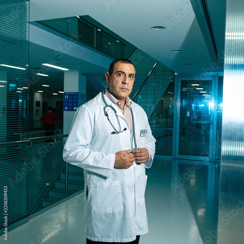 Professional Male Doctor in White Coat Holding Medical Clipboard