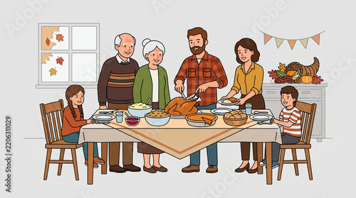 Family table dinner digital photo graphic