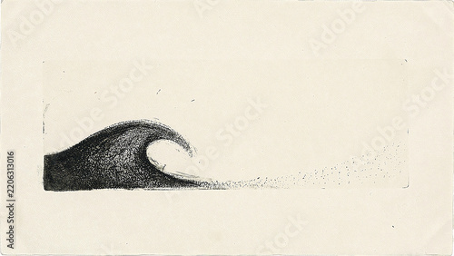 Wave divider illustration with black and white speckled texture