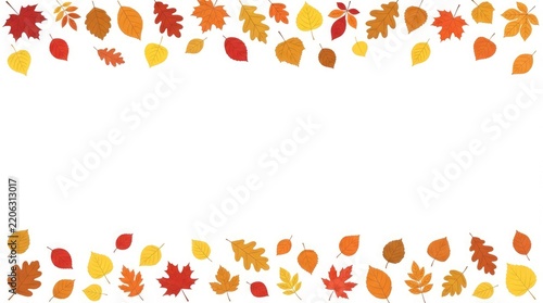 A festive thanksgiving border of colorful autumn leaves perfect for holiday greetings and decorations