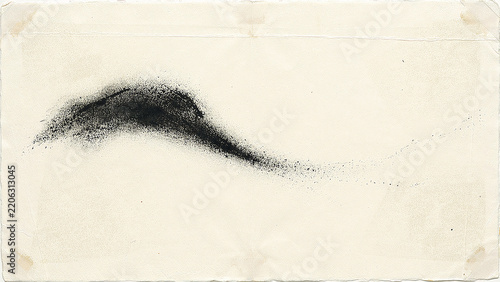 Black ink wave on cream textured paper divider