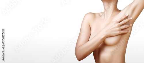 Obraz na plátně Young Woman Touching her soft Armpit