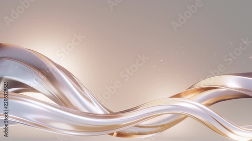 Abstract animation of luxurious champagne gold silk fabric flowing smoothly in elegant waves. Perfect motion graphic background for premium cosmetics, beauty, and jewelry video advertising.