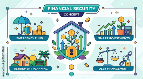 Financial Security Concept Infographic With Icons.