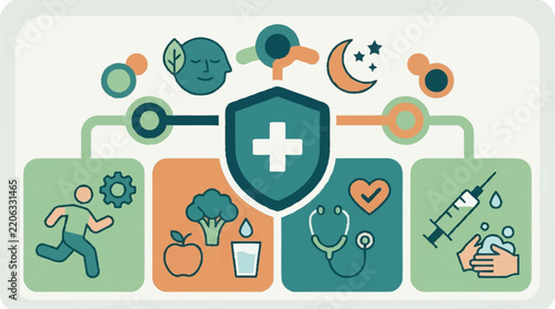 Healthcare and Wellness Concept Infographic Illustration.