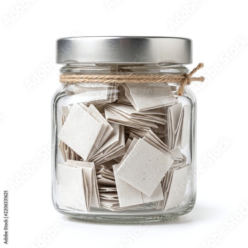 jar of gratitude notes filled with folded paper isolated - ai generated