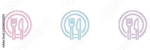 Dining Cutlery Vector Icons, Fork, Knife and Spoon Symbols, Meal, Restaurant, Cafe, Eating, Food Service, Tableware, Kitchen Utensils and Vibrant Digital Design Illustration.