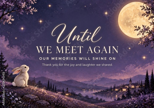 Until We Meet Again With a Rabbit Near a Lake Under the Moonlight
