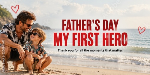 Fathers Day Celebration With Father and Son on the Beach