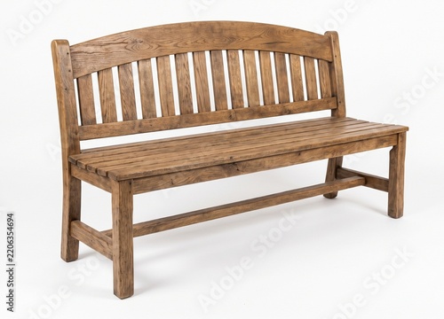 Wooden bench on white background