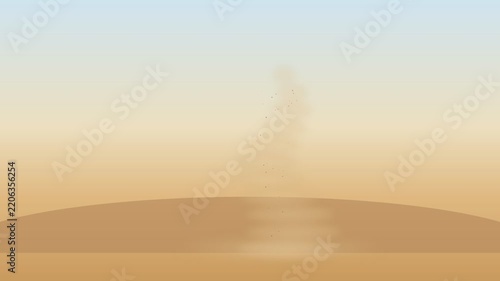 Dust devil tornado swirling across a desert plain