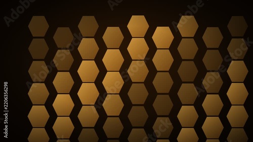 Glowing golden honeycomb hexagons pulsing softly
