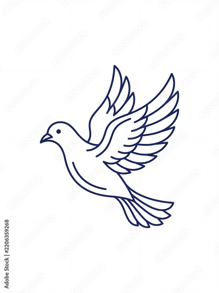 Fototapeta premium Minimalist Dove Line Art Icon Isolated on White