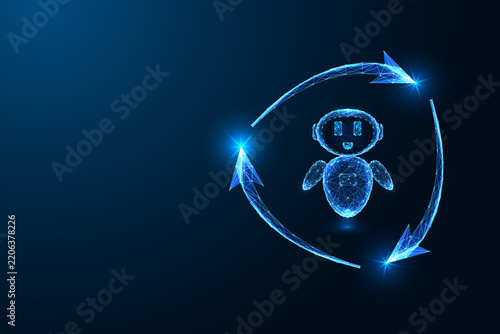 AI Automation and Automated Response Loop with Chatbot and Circular Arrows Vector