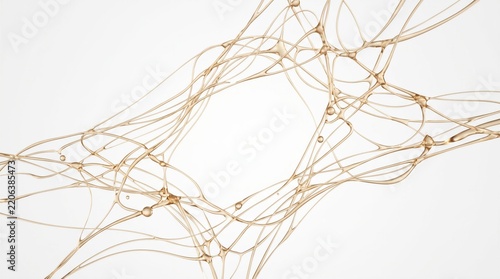 Abstract Golden Fluid Network Lines on White Background