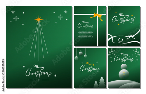 Merry Christmas Poster Collection with Star Tree and Ornaments
