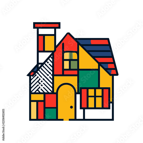 Stylized geometric house vector art logo