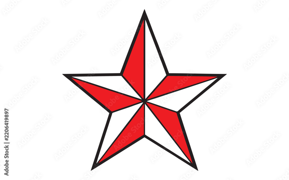 Fototapeta premium Red and White 3D Nautical Barn Star Vector Illustration